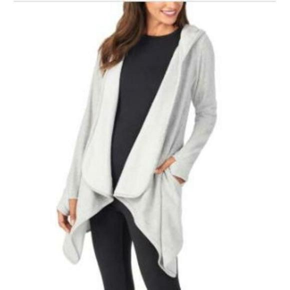 Cuddl Duds Tops - Cuddl Duds Women's Gray Fleecewear Stretch Hooded Wrap S/M
